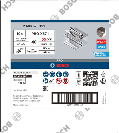 Lamelový kotouč Bosch PRO X571, úhlový, 115 mm, G40 X-Lock.